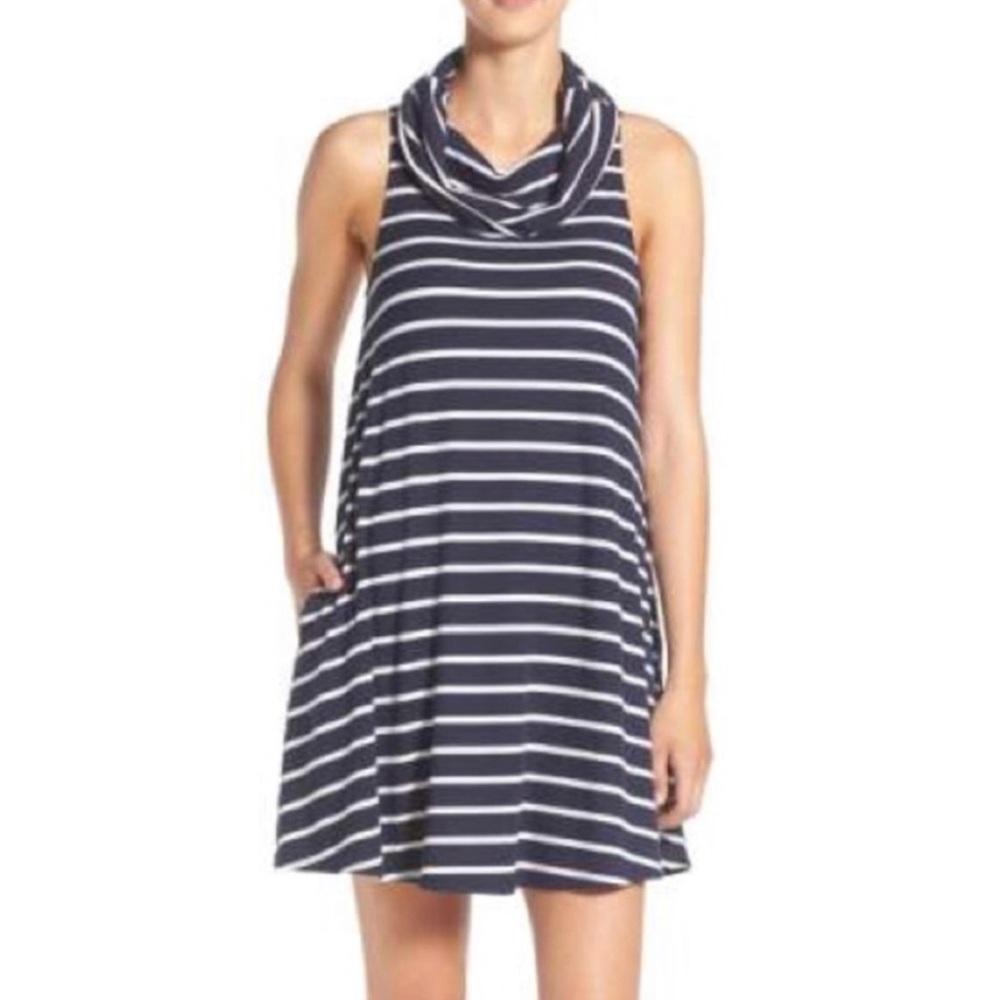 Nordstrom Socialite Navy Cowl Neck Pocket Dress